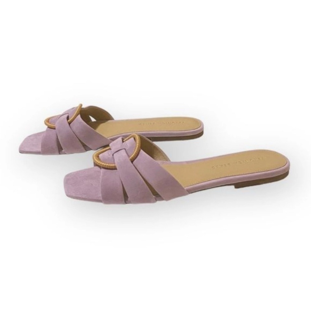 Veronica Beard Madeira Suede Mauve /Pale Purple & Rafia Slip On Sandals 10 M - Picture 2 of 8